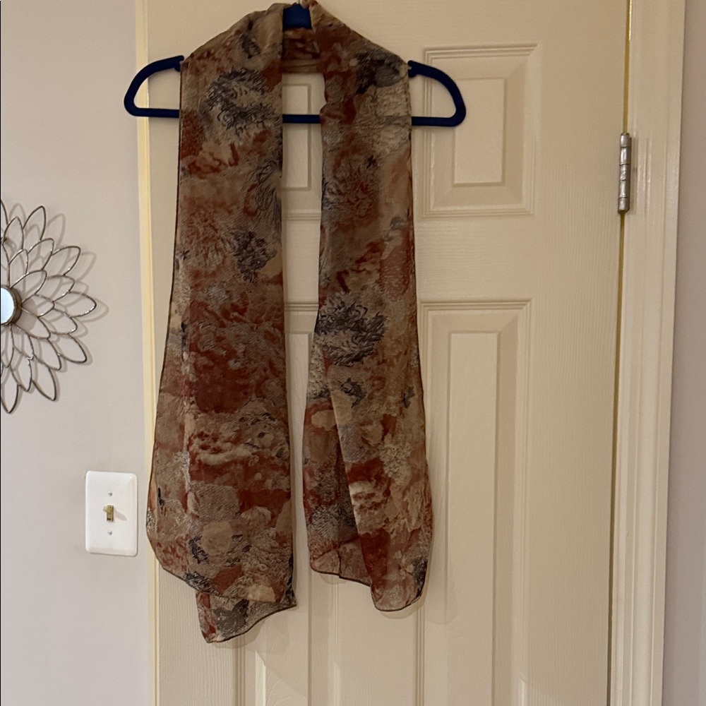 Brown and Tan  Patterned Scarf